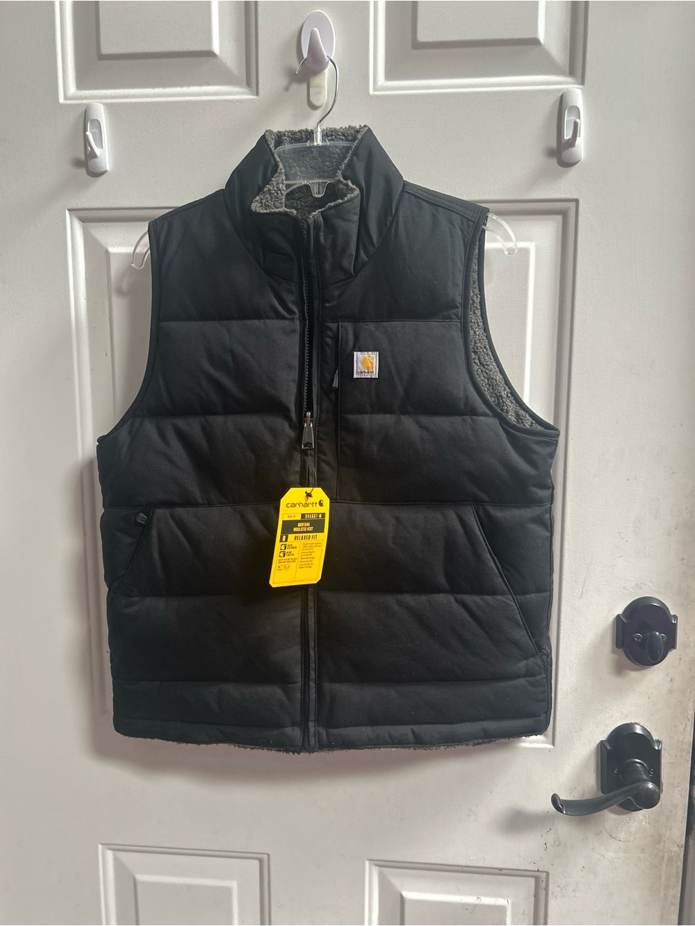 Carhartt women’s Black Montana Puffer Reversible Insulated Sherpa Vest Sz S